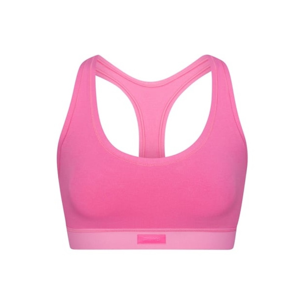 SKIMS Cotton Jersey Racerback Bra, Sugar Pink, Medium